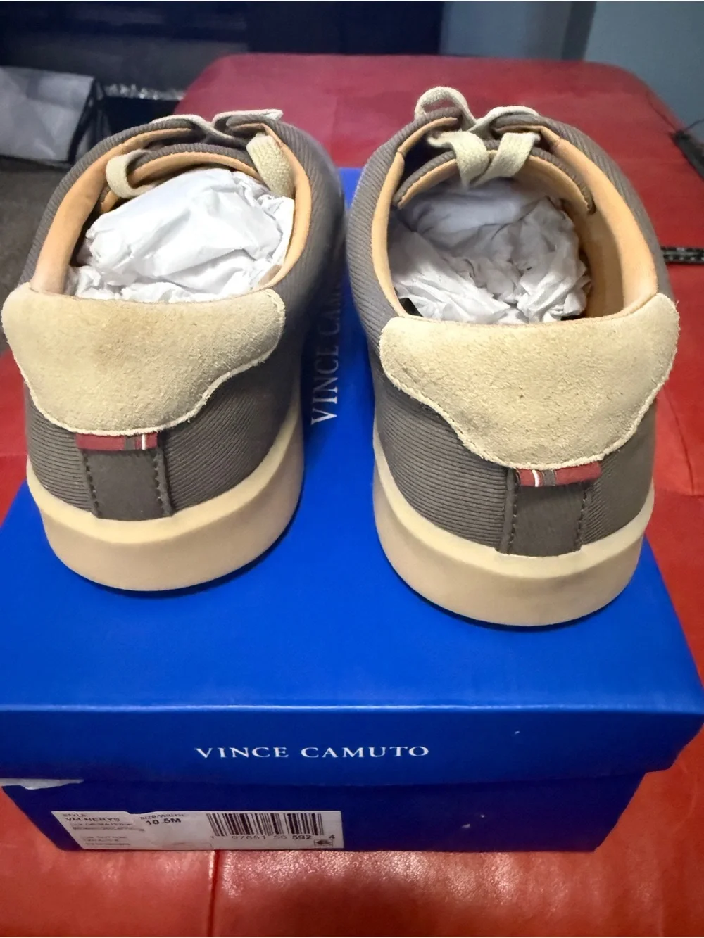 Vince Camuto Men's Casual Taupe Canvas Sneaker - size 10.5